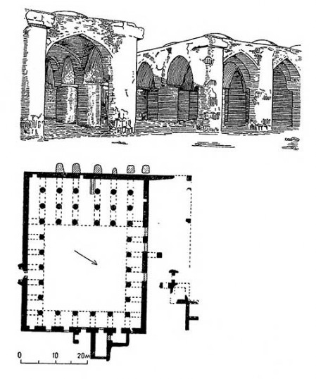 Дамган. Мечеть Тарик-хане, 775 г. Вид со двора, план
