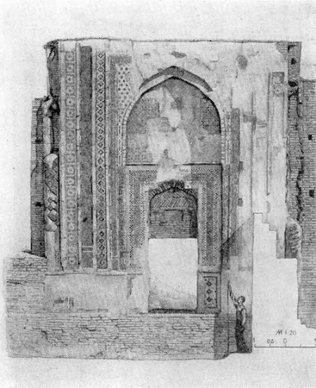 Самарканд. Ансамбль Шахи-Зинда. Мавзолей Туглу-Текин, XIV в. Главный западный фасад