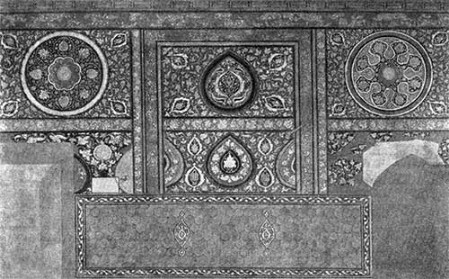 Самарканд. Ансамбль Шахи-Зинда. Зиаратхана мавзолея Кусам ибн-Аббаса, 1334 г. Первоначальная роспись стен. Реконструкция Г. Никитина