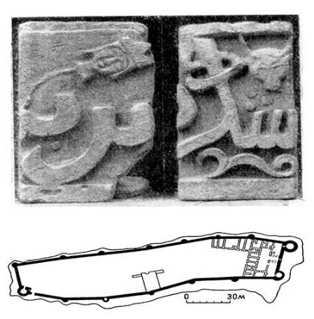 Баку. Баиловские камни, 1234 г. План, фрагменты декоративного фриза