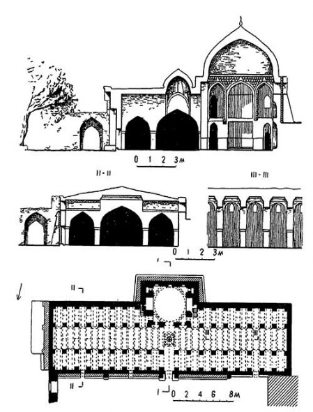Дербент. Джума-мечеть, 1368 г. Разрезы и план