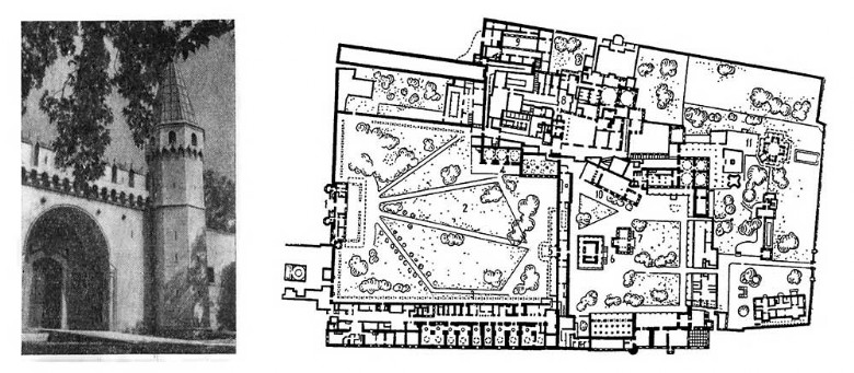 Стамбул. Дворец Топкапы, XVI—XIX вв. Ворота во второй двор, план ансамбля