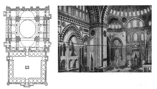 Стамбул. Мечеть Сулеймание, 1550-1557 гг., архитектор Коджа Синан. Интерьер, план