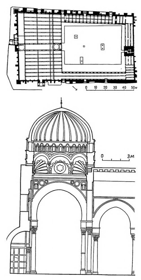 Кайруан. Мечеть Сиди Окба. План, разрез купола перед михрабом
